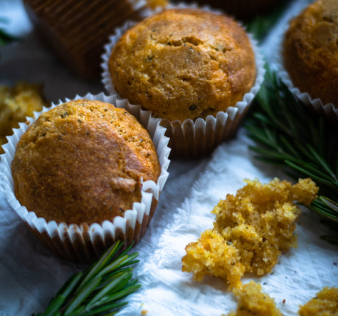 Apple Cheddar Rosemary Cornbread Muffins